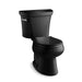 KOHLER K-3997-U Wellworth Two-piece round-front toilet, 1.28 gpf, black black