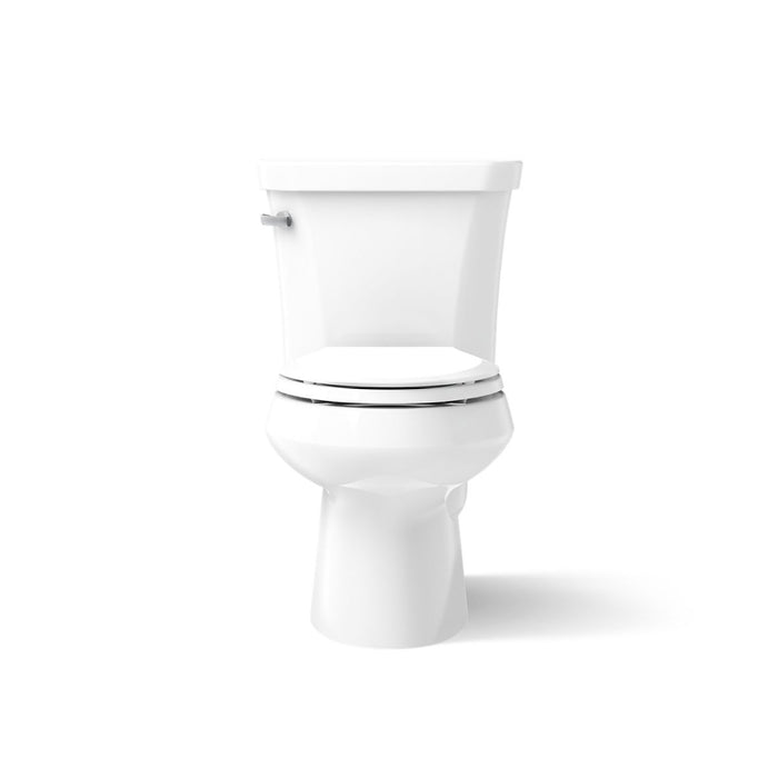 KOHLER K-3998-U Wellworth Two-piece Elongated Toilet, 1.28 GPF, White - front view of product