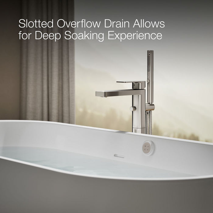 KOHLER K-40224-GH Evok 66" x 30" Freestanding Heated BubbleMassage™ Air Bath, White - Shows close up detail of product in use