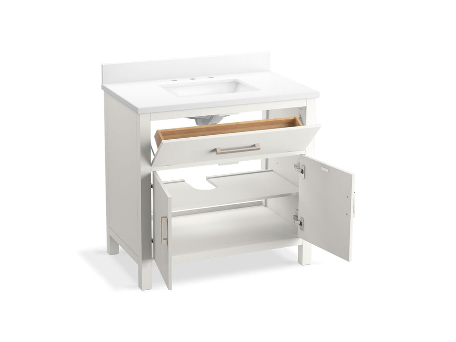 KOHLER K-40639-BD1 Kresla 36" bathroom vanity cabinet with sink and quartz top, white - view 2