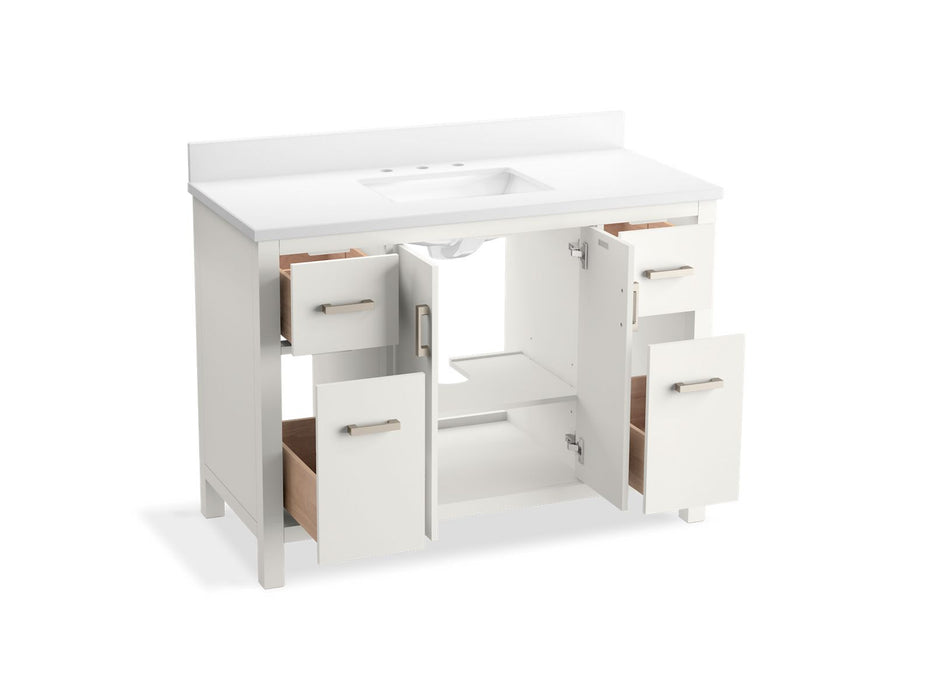 KOHLER K-40640-BD1 Kresla 48" bathroom vanity cabinet with sink and quartz top, white - view 2