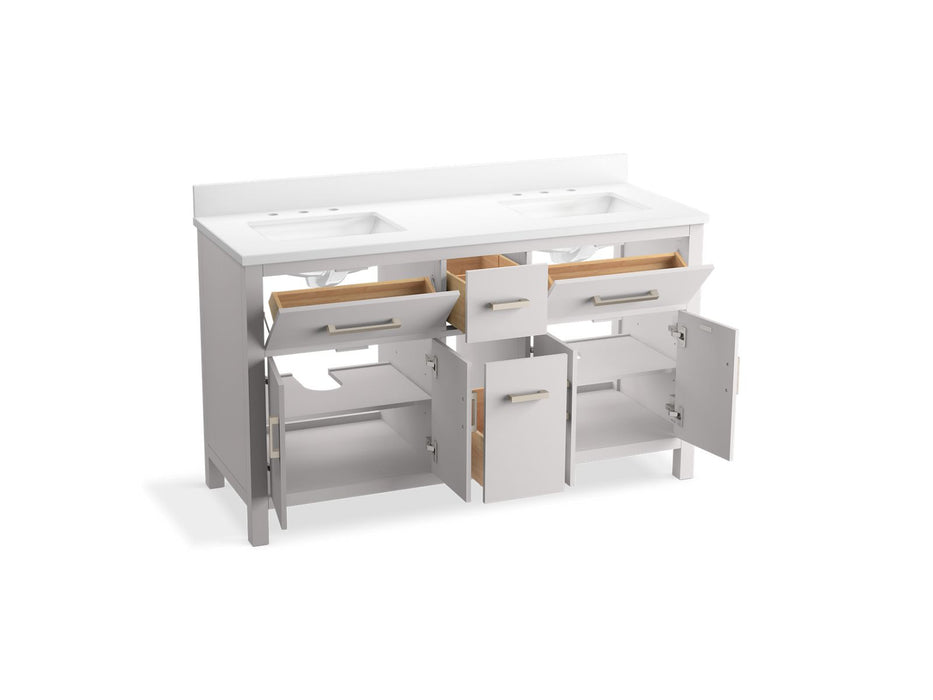 KOHLER K-40641-BD1 Kresla 60" bathroom vanity cabinet with sinks and quartz top