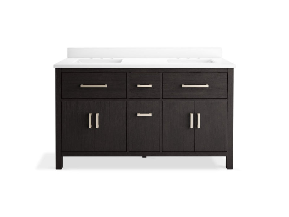 KOHLER K-40641-BD1 Kresla 60" bathroom vanity cabinet with sinks and quartz top