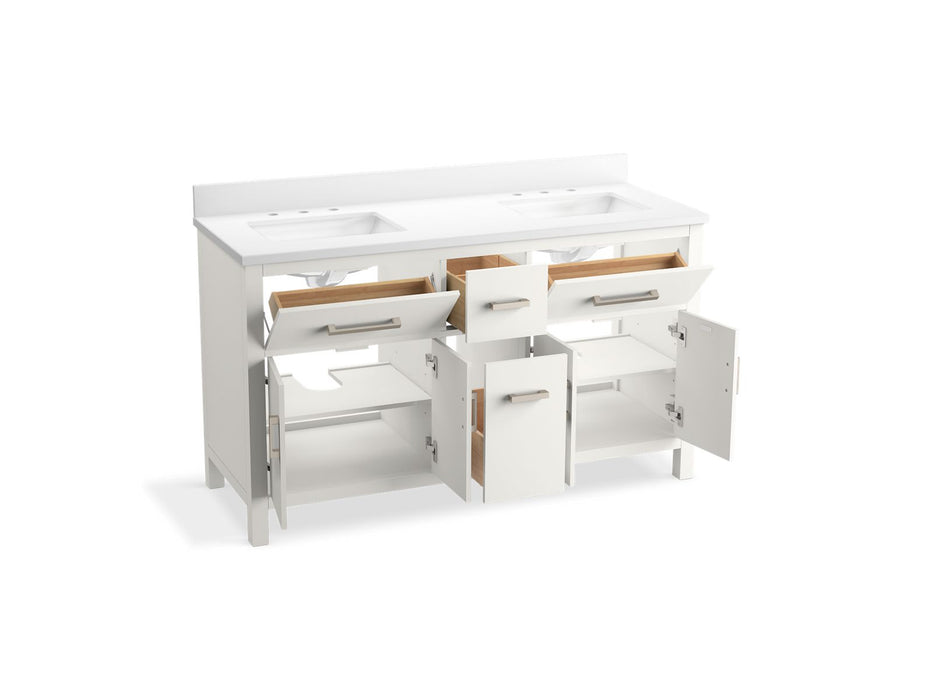 KOHLER K-40641-BD1 Kresla 60" bathroom vanity cabinet with sinks and quartz top