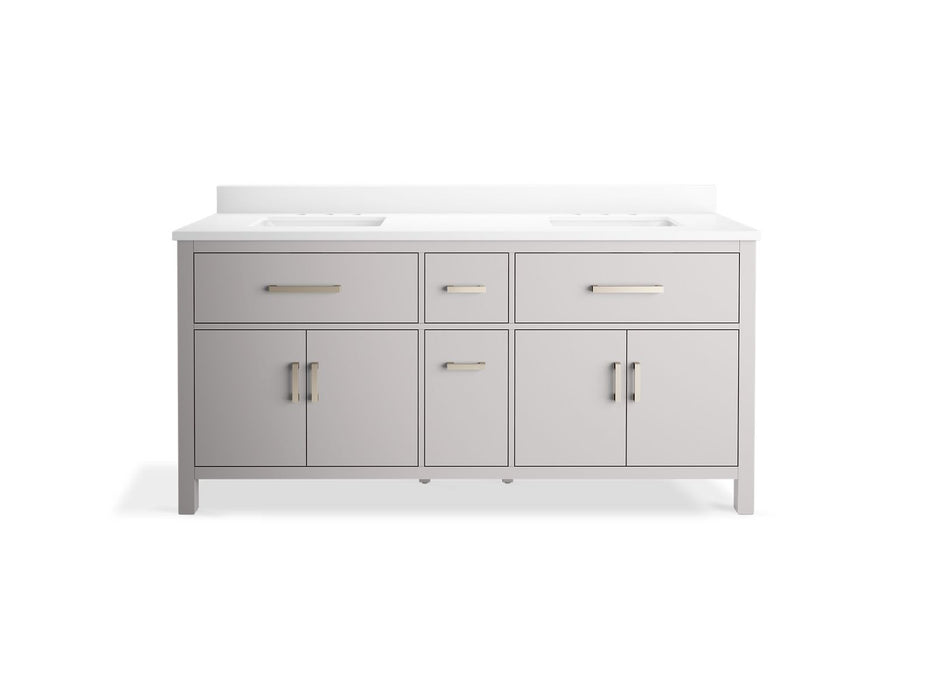 KOHLER K-40642-BD1 Kresla 72" bathroom vanity cabinet with sinks and quartz top, atmos grey - view 4