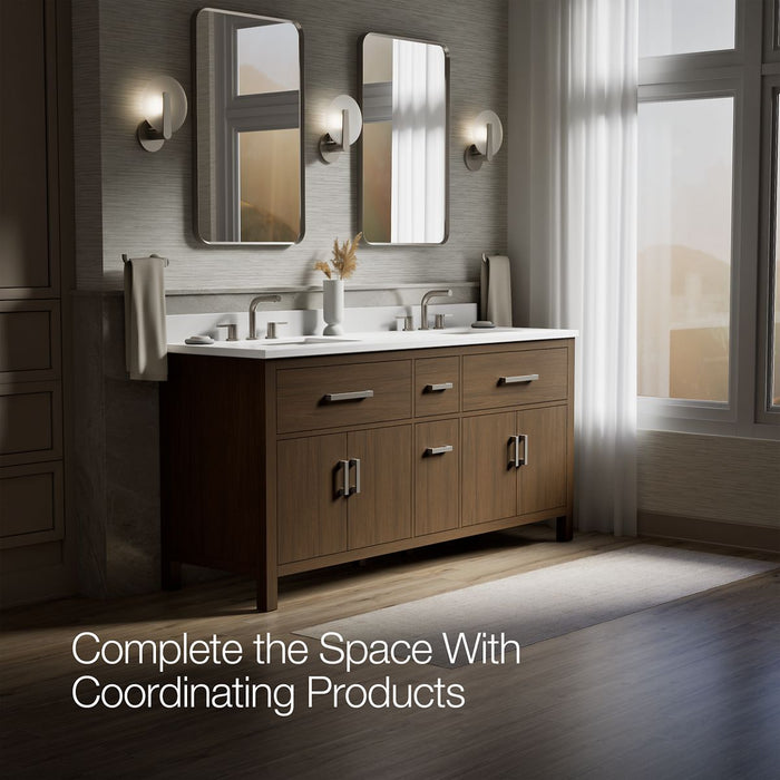 KOHLER K-40642-BD1 Kresla 72" bathroom vanity cabinet with sinks and quartz top, draper oak - view 4