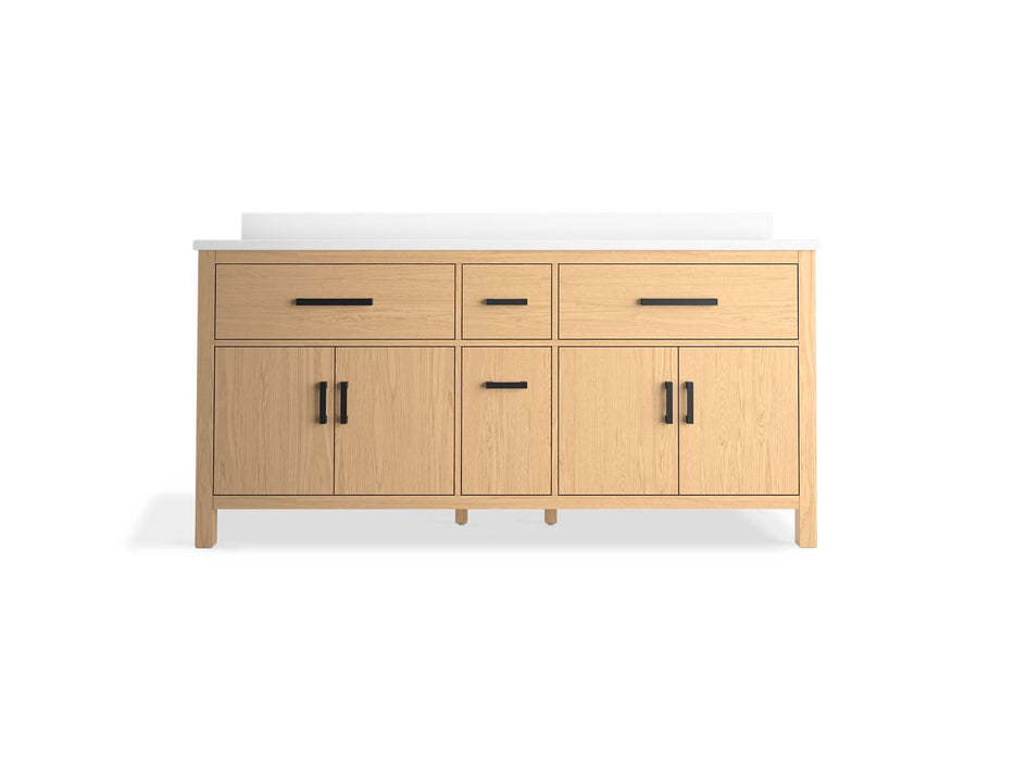 KOHLER K-40642-BD1 Kresla 72" bathroom vanity cabinet with sinks and quartz top, light oak - view 3