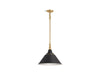 KOHLER K-42202-PE01 Varla 16" pendant, black with brass trim