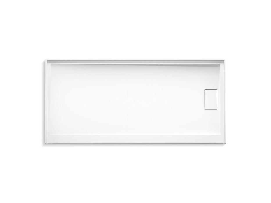 KOHLER K-44162 Stoneridge 72" x 34" alcove shower base, right drain, honed white - view 2
