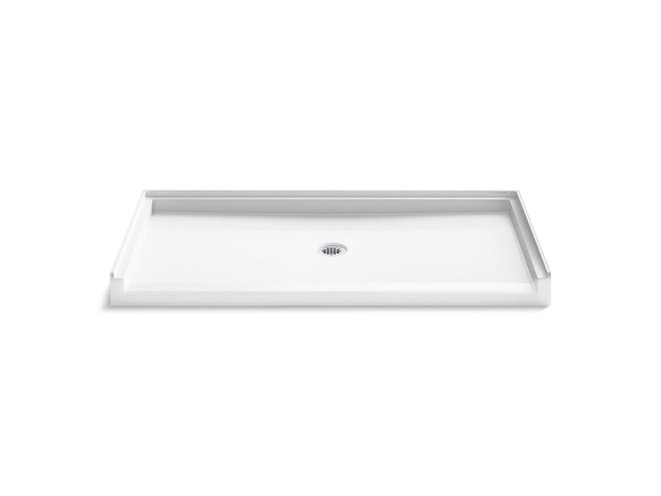 KOHLER K-44164 Stoneridge 62" x 31" alcove shower base, center drain, honed white