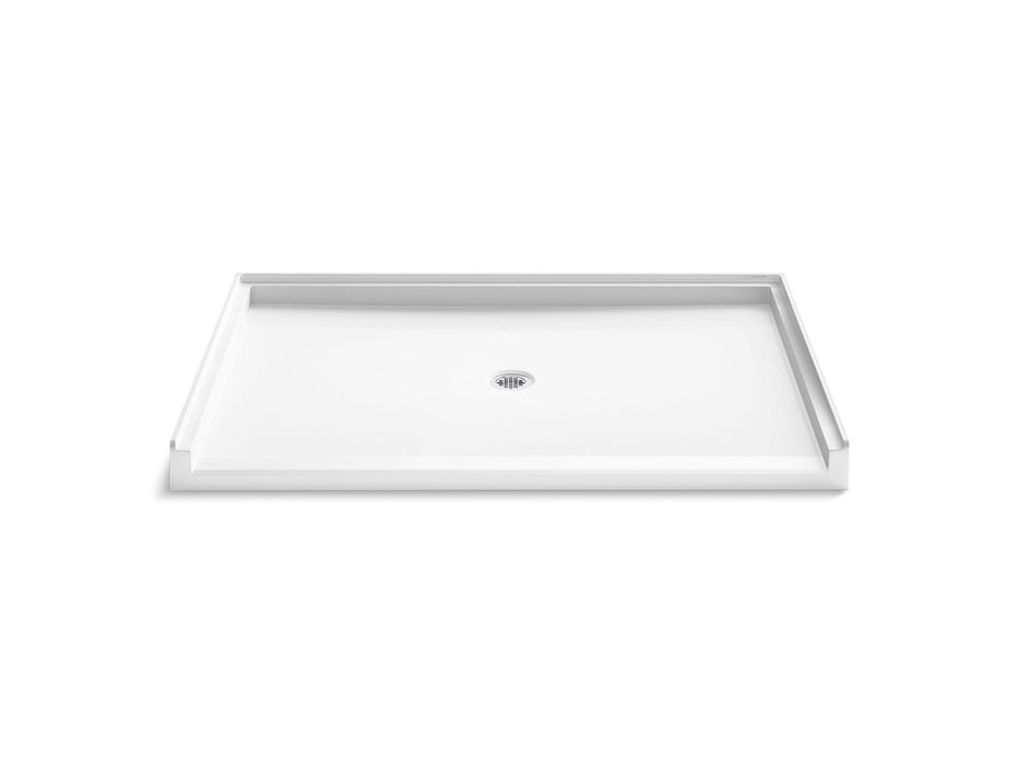 KOHLER K-44167 Stoneridge 62" x 42" alcove shower base, center drain, honed white