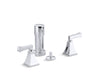 KOHLER K-470-4V Memoirs Vertical spray bidet faucet with Deco lever handles, polished chrome