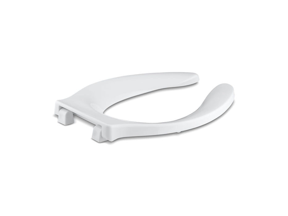KOHLER K-4731-SC Stronghold Elongated toilet seat with integrated handle and self-sustaining check hinge, white
