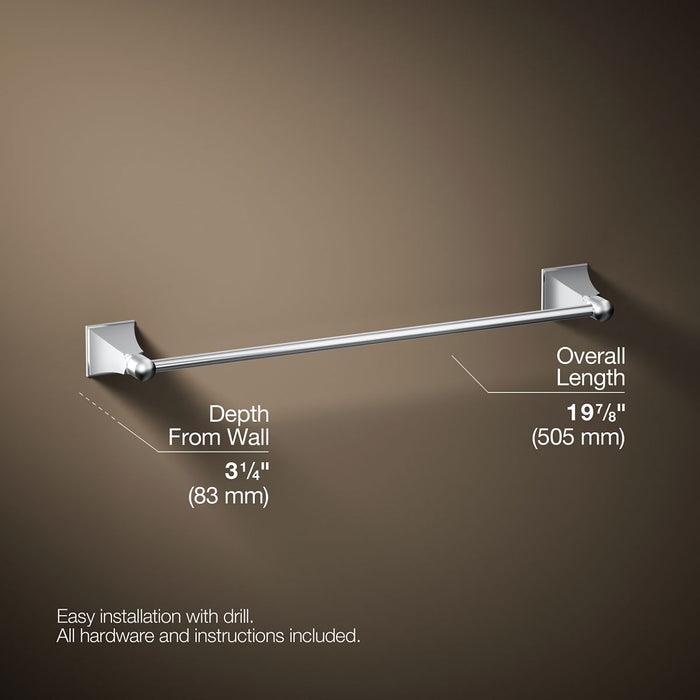 KOHLER K-485 Memoirs 18" towel bar, polished chrome - view 4