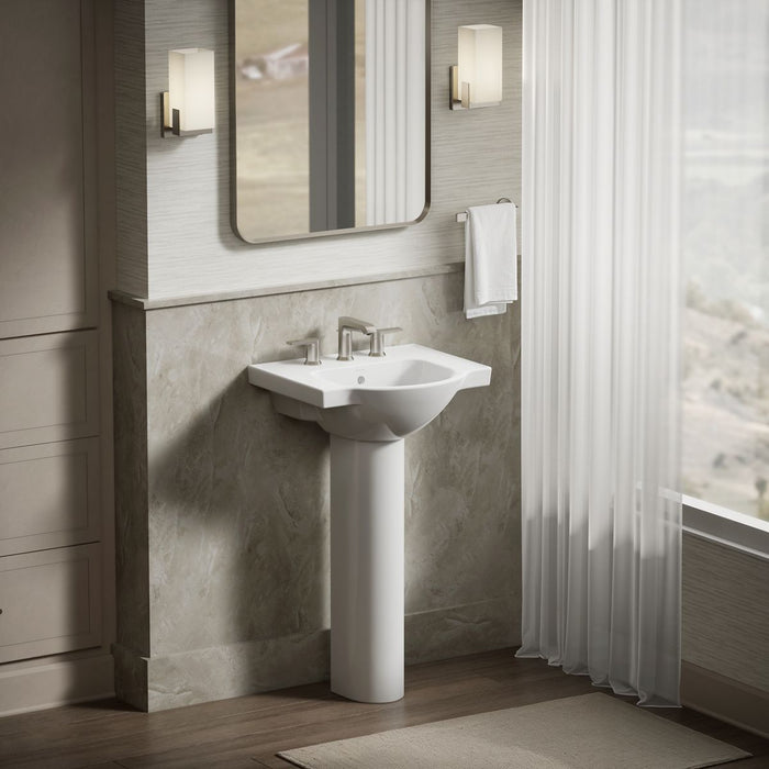 KOHLER K-5247-8 Veer 21" square pedestal bathroom sink, white - view 5