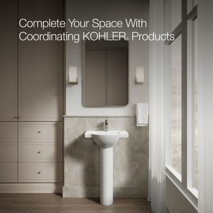 KOHLER K-5265-1 Veer 21" rectangular pedestal bathroom sink, white - view 4