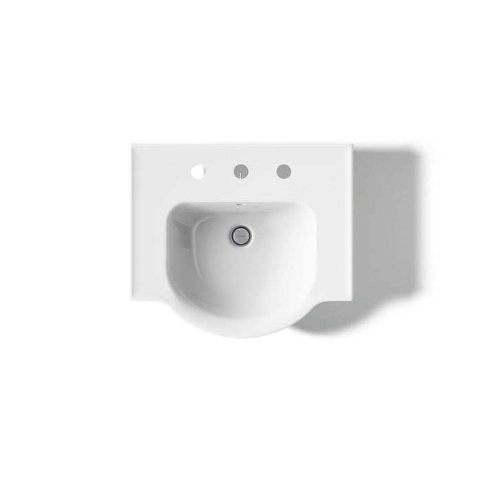 KOHLER K-5265-8 Veer 21" rectangular pedestal bathroom sink, white - view 3