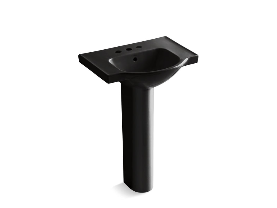 KOHLER K-5266-4 Veer 24" rectangular pedestal bathroom sink, black black