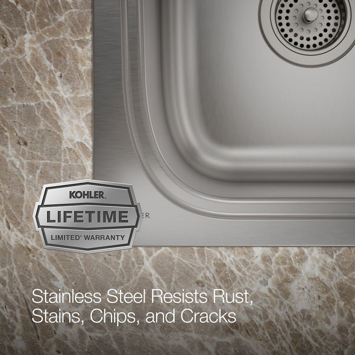 KOHLER K-5267-1 Verse 33" top-mount double-bowl kitchen sink, stainless steel - view 2