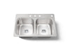 KOHLER K-5267-4 Verse 33" top-mount double-bowl kitchen sink, stainless steel