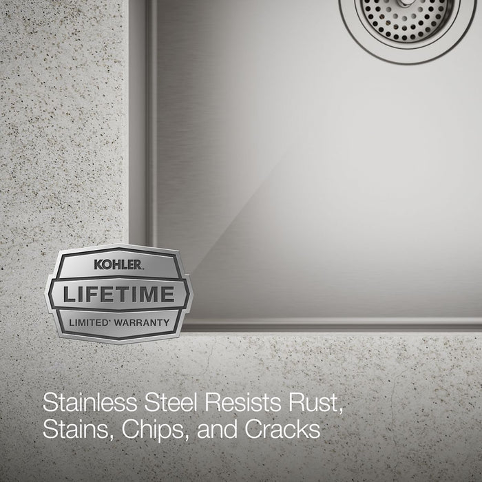 KOHLER K-5284 Strive Smart Divide 32" undermount double-bowl kitchen sink, stainless steel - view 4