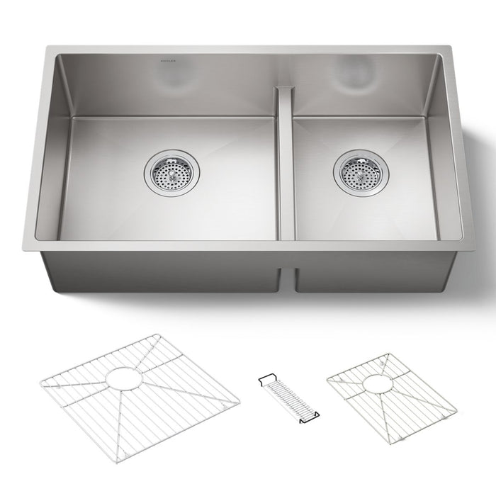 KOHLER K-5284 Strive Smart Divide 32" undermount double-bowl kitchen sink, stainless steel - view 5