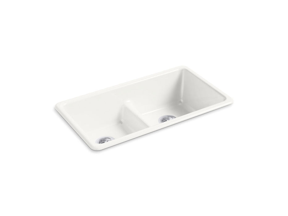 KOHLER K-5312 Iron/Tones Smart Divide 33" top-/undermount double-bowl kitchen sink, sea salt