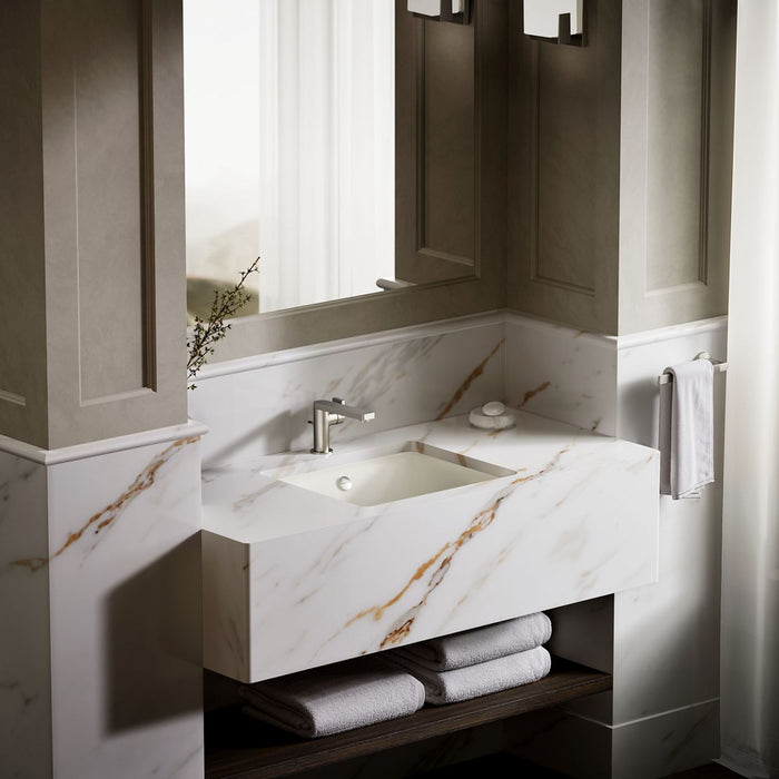 KOHLER K-5400 Iron Plains 18-1/2" rectangular drop-in/undermount bathroom sink, biscuit - view 3