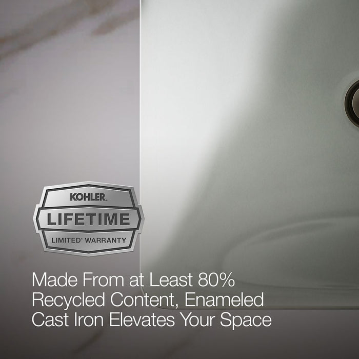 KOHLER K-5400 Iron Plains 18-1/2" rectangular drop-in/undermount bathroom sink, sea salt - view 2
