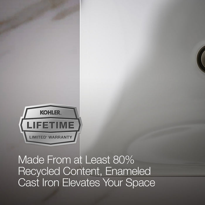 KOHLER K-5400 Iron Plains 18-1/2" rectangular drop-in/undermount bathroom sink, white - view 4