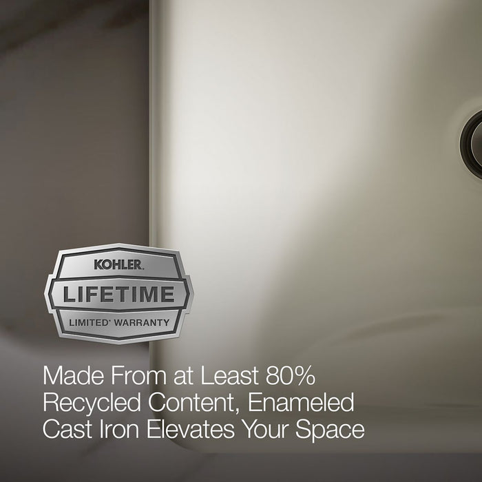 KOHLER K-5400-P5 Iron Plains 18-1/2" rectangular vessel bathroom sink, biscuit - view 2