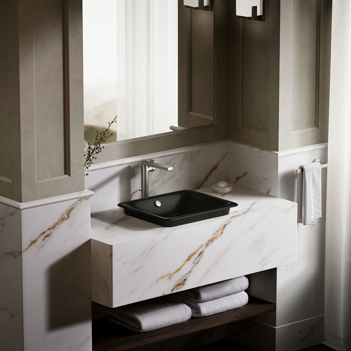 KOHLER K-5400-P5 Iron Plains 18-1/2" rectangular vessel bathroom sink, black black - view 4