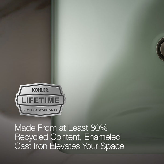 KOHLER K-5400-PAG Iron Plains 18-1/2" rectangular vessel bathroom sink, aspen exterior with aspen interior - view 2