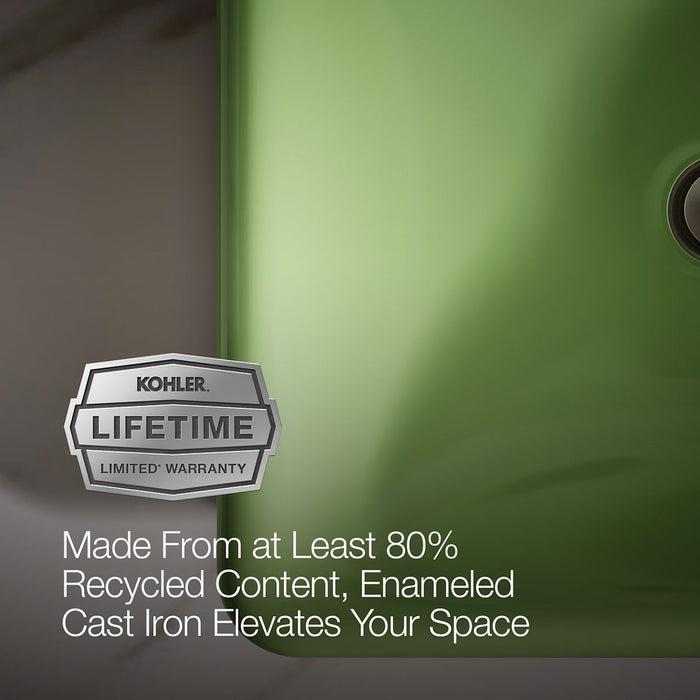 KOHLER K-5400-PFG Iron Plains 18-1/2" rectangular vessel bathroom sink, fresh green exterior with fresh green interior -...