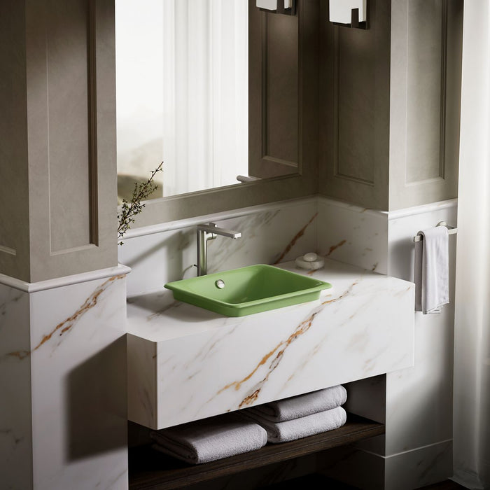 KOHLER K-5400-PFG Iron Plains 18-1/2" rectangular vessel bathroom sink, fresh green exterior with fresh green interior -...