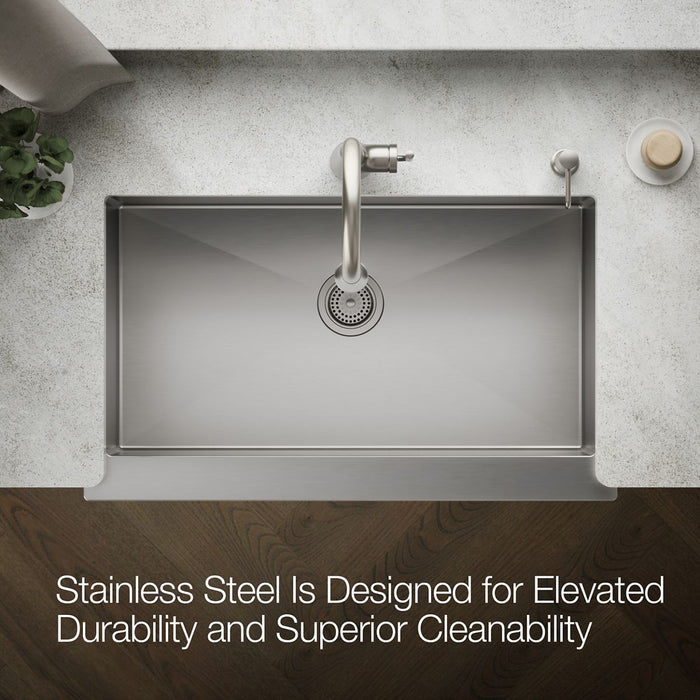 KOHLER K-5415 Strive 35-1/2" undermount single-bowl farmhouse kitchen sink, stainless steel - view 4