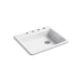 KOHLER K-5479-4 Riverby 25" Top-mount Single-bowl Kitchen Sink, white