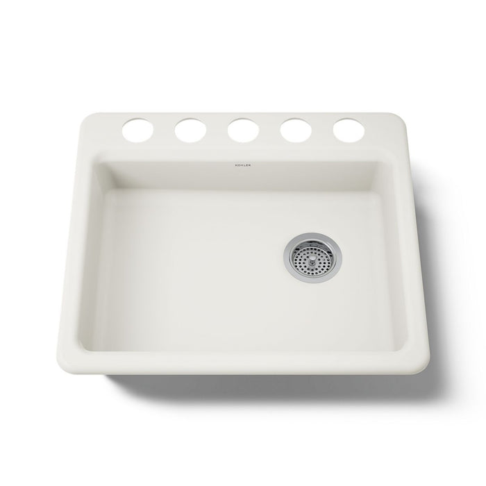 KOHLER K-5479-5U Riverby 25" undermount single-bowl kitchen sink, biscuit - view 5