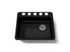 KOHLER K-5479-5U Riverby 25" undermount single-bowl kitchen sink, black black