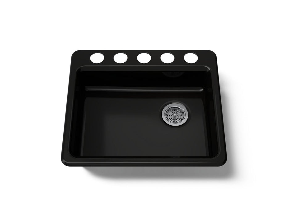 KOHLER K-5479-5U Riverby 25" undermount single-bowl kitchen sink, black black