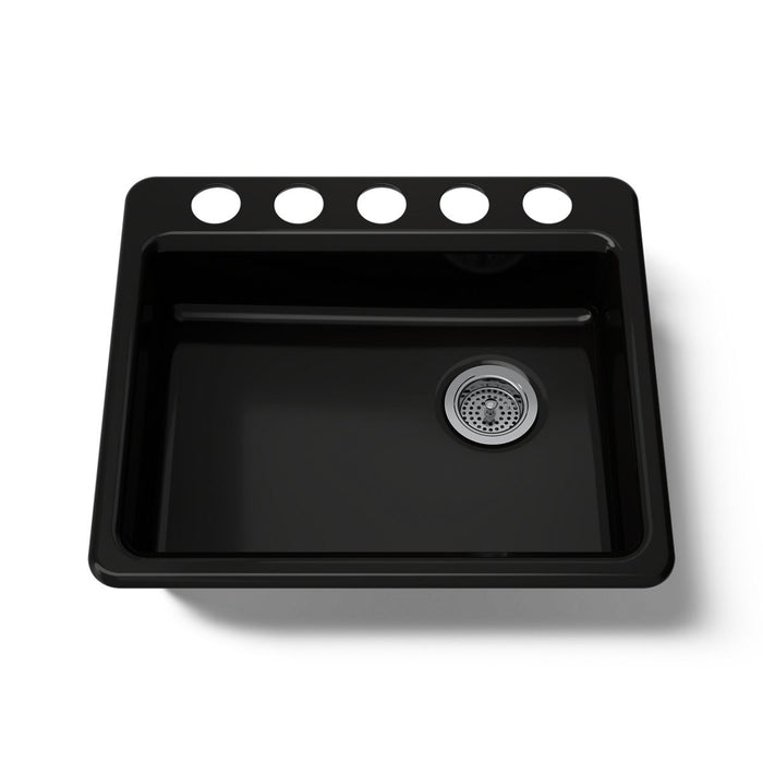 KOHLER K-5479-5U Riverby 25" undermount single-bowl kitchen sink, black black - view 5