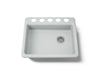 KOHLER K-5479-5U Riverby 25" undermount single-bowl kitchen sink, ice grey