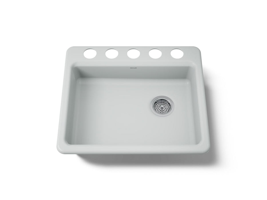 KOHLER K-5479-5U Riverby 25" undermount single-bowl kitchen sink, ice grey