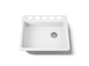 KOHLER K-5479-5U Riverby 25" undermount single-bowl kitchen sink, white