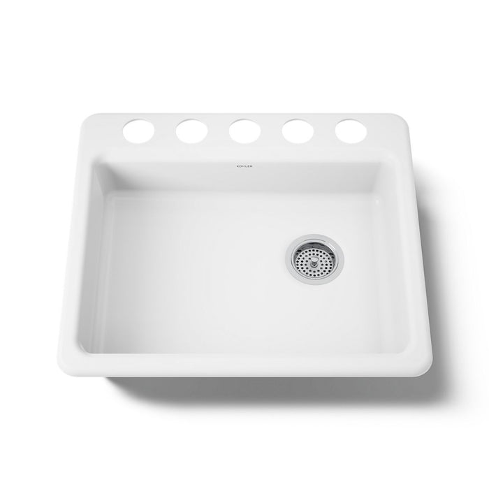 KOHLER K-5479-5U Riverby 25" undermount single-bowl kitchen sink, white - view 5