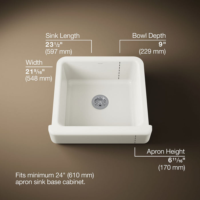 KOHLER K-5664 Whitehaven 23-1/2" undermount single-bowl farmhouse kitchen sink