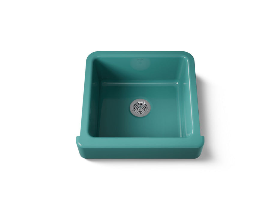 KOHLER K-5664 Whitehaven 23-1/2" undermount single-bowl farmhouse kitchen sink, teal