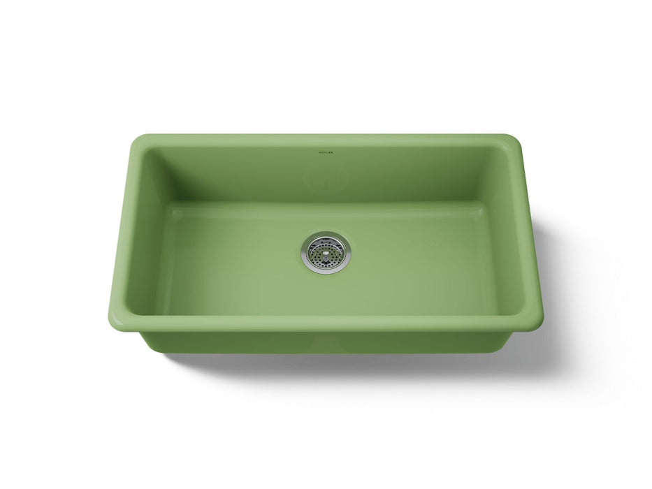 KOHLER K-5707 Iron/Tones 33" top-/undermount single-bowl kitchen sink, fresh green