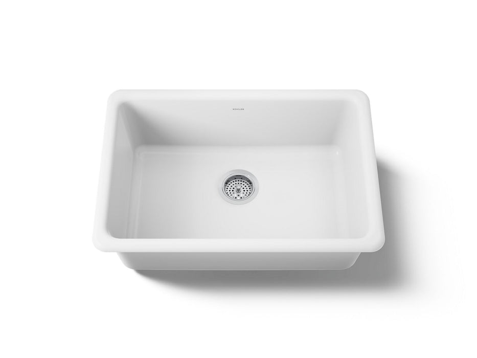 KOHLER K-5708 Iron/Tones 27" top-/undermount single-bowl kitchen sink, white