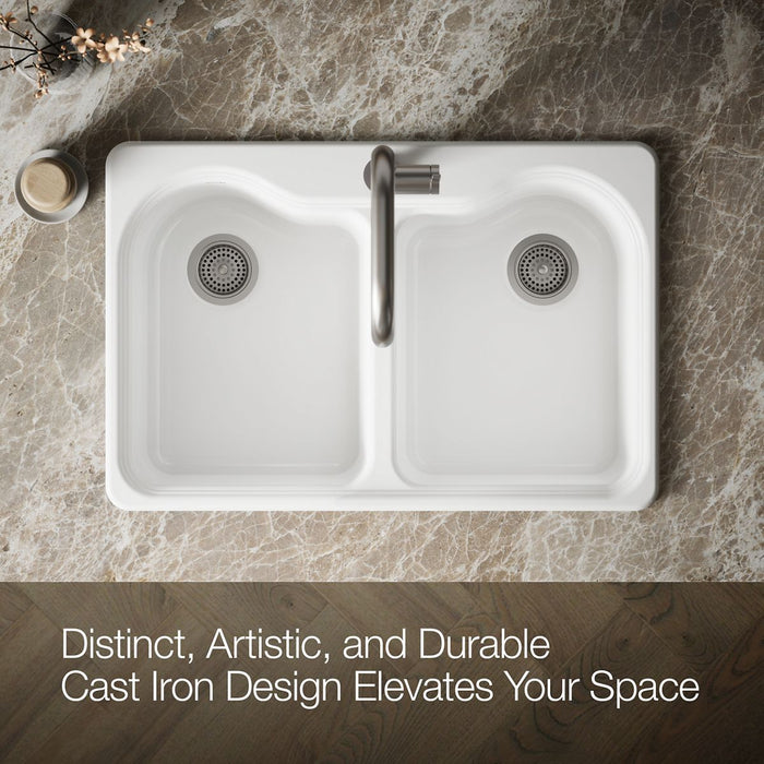 KOHLER K-5818-1 Hartland 33" top-mount double-bowl kitchen sink